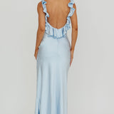 Alba Frill Trim Maxi Dress Blue