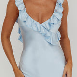 Alba Frill Trim Maxi Dress Blue