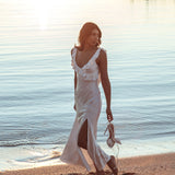 Alba Frill Trim Maxi Dress White