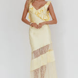 Alba Frill & Lace Trim Maxi Dress Butter