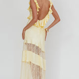Alba Frill & Lace Trim Maxi Dress Butter