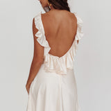 Alba Frill Trim Mini Dress Oyster