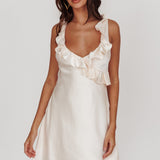 Alba Frill Trim Mini Dress Oyster
