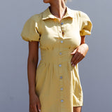 Zurich Pleated Waist Shirt Dress Light Yellow
