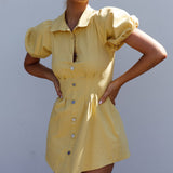 Zurich Pleated Waist Shirt Dress Light Yellow