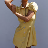 Zurich Pleated Waist Shirt Dress Light Yellow