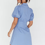 Zurich Pleated Waist Shirt Dress Blue