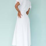 Zurich Pleated Waist Midi Dress White