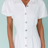 Zurich Pleated Waist Midi Dress White