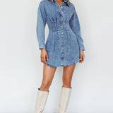 Zurich Long Sleeve Mini Dress Blue