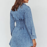 Zurich Long Sleeve Mini Dress Blue