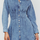 Zurich Long Sleeve Mini Dress Blue
