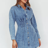 Zurich Long Sleeve Mini Dress Blue