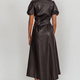 Zurich A-line Puff Sleeve Midi Dress Black