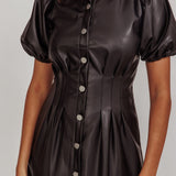 Zurich A-line Puff Sleeve Midi Dress Black