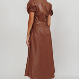 Zurich A-line Puff Sleeve Midi Dress Chocolate