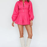 Zurich Pleated Waist Romper Plum
