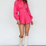 Zurich Pleated Waist Romper Plum