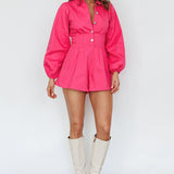 Zurich Pleated Waist Romper Plum