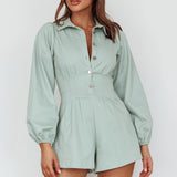 Zurich Pleated Waist Romper Sage
