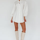 Zurich Long Sleeve Mini Dress White
