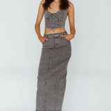 Zurich Pocket Maxi Skirt Denim Grey