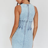 Zurich Sleeveless Mini Dress Light Denim Blue