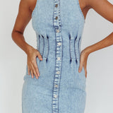 Zurich Sleeveless Mini Dress Light Denim Blue