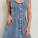 Zurich Sleeveless Denim Mini Dress Washed Blue