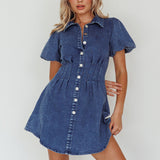 Zurich Pleated Waist Shirt Dress Dark Blue