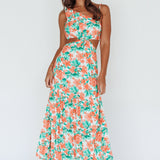 Evening Breeze Cut-Out Waist Maxi Dress Floral Orange
