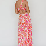 Evening Breeze Cut-Out Waist Maxi Dress Floral Pink