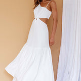 Evening Breeze Cut-Out Waist Maxi Dress White