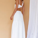 Evening Breeze Cut-Out Waist Maxi Dress White
