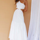 Evening Breeze Cut-Out Waist Maxi Dress White