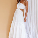 Evening Breeze Cut-Out Waist Maxi Dress White