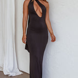 Italian Summer Keyhole Bust Maxi Dress Black