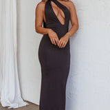 Italian Summer Keyhole Bust Maxi Dress Black