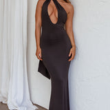 Italian Summer Keyhole Bust Maxi Dress Black