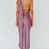 Italian Summer Tie Neck Midi Dress Grape