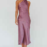 Italian Summer Tie Neck Midi Dress Grape