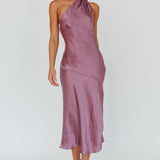 Italian Summer Tie Neck Midi Dress Grape
