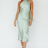 Italian Summer Tie Neck Midi Dress Sage