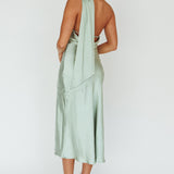 Italian Summer Tie Neck Midi Dress Sage