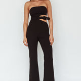 Glisten Cut-Out Buckle Waist Jumpsuit Black