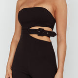 Glisten Cut-Out Buckle Waist Jumpsuit Black