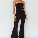 Glisten Cut-Out Buckle Waist Jumpsuit Black