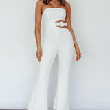 Glisten Cut-Out Buckle Waist Jumpsuit White