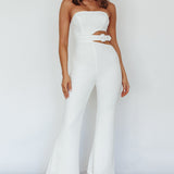 Glisten Cut-Out Buckle Waist Jumpsuit White