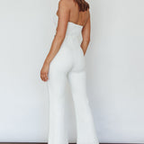 Glisten Cut-Out Buckle Waist Jumpsuit White